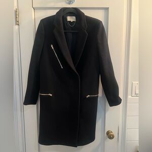 Vanessa Bruno Elegant Black Trench Coat with Silver Accents